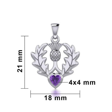 Thistle Silver Pendant with Heart Gemstone TPD5637 - Jewelry